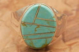 Calvin Begay Genuine Kingman Turquoise Sterling Silver Navajo Ring